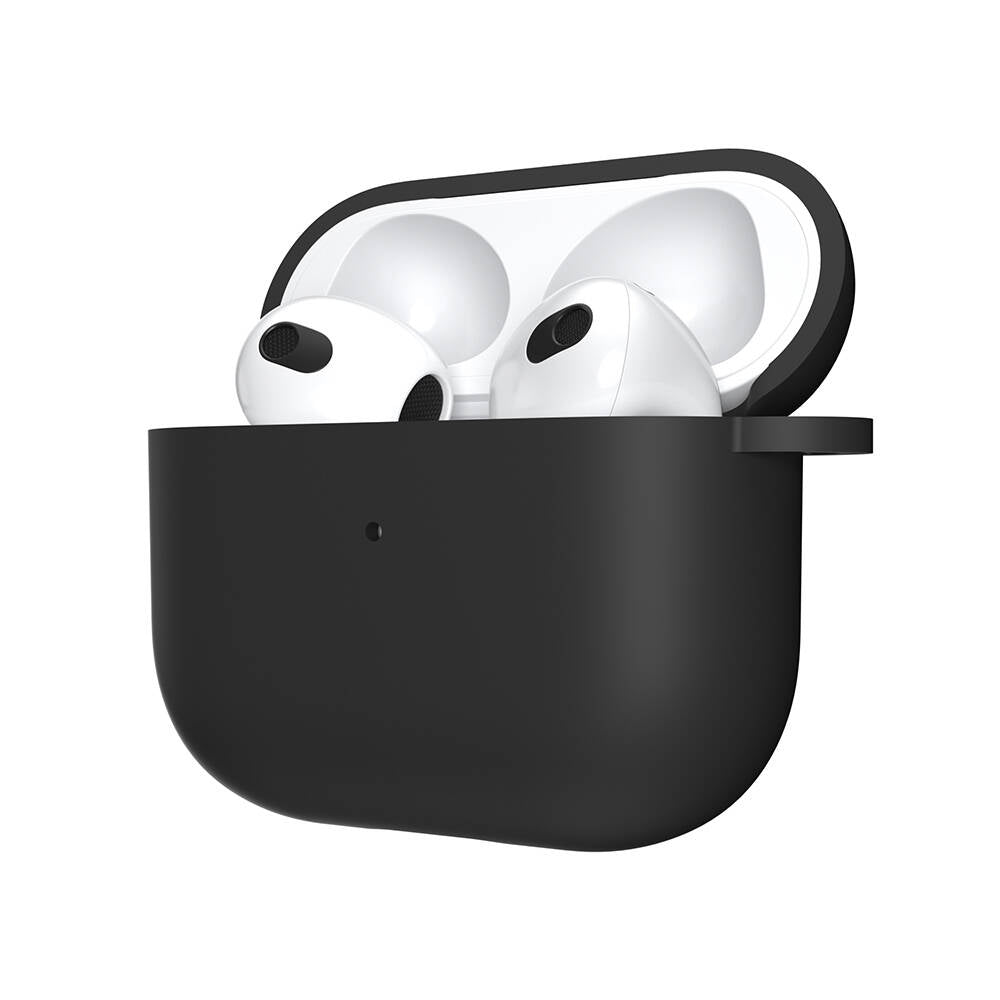 Apple Airpods 3. Nesil Kılıf Yumuşak Dokunuşlu Likit Silikon Tasarımlı Lisanslı Switcheasy Skin Kapak Siyah