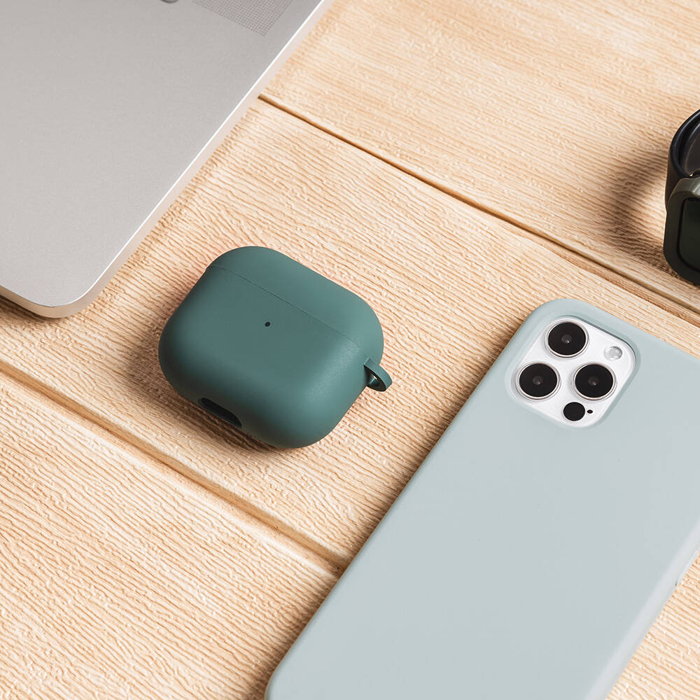 Apple Airpods 3. Nesil Kılıf Yumuşak Dokunuşlu Likit Silikon Tasarımlı Lisanslı Switcheasy Skin Kapak Siyah
