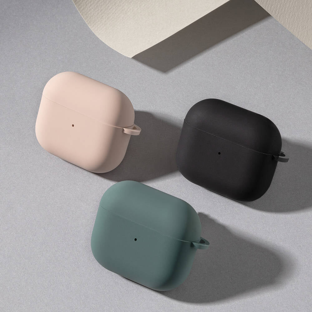 Apple Airpods 3. Nesil Kılıf Yumuşak Dokunuşlu Likit Silikon Tasarımlı Lisanslı Switcheasy Skin Kapak Siyah