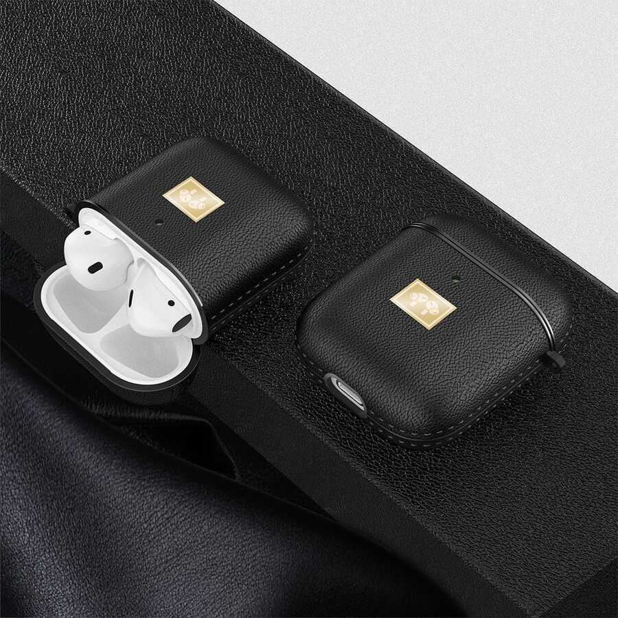 Apple Airpods Kılıf Deri Görünümlü Askı Aparatlı Wlons Kılıf Lacivert