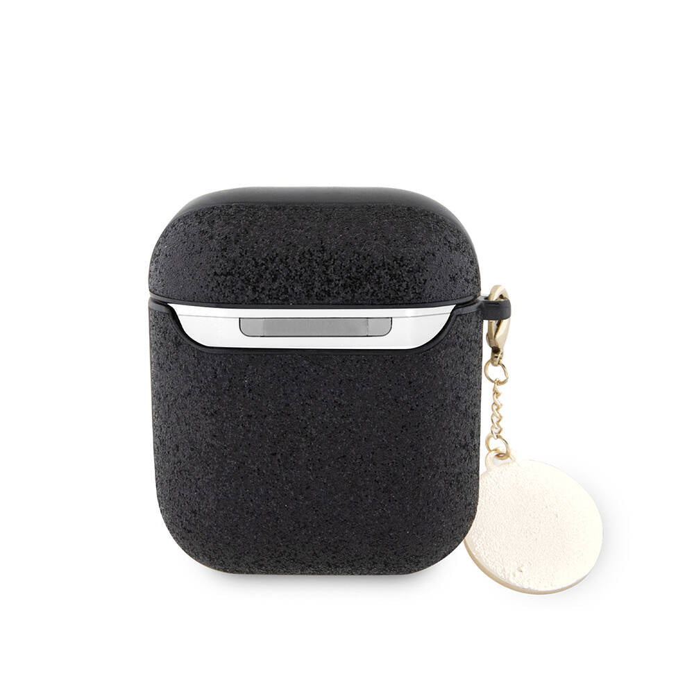 Apple Airpods Kılıf Guess Orjinal Lisanslı Glitter Elmas Kalp Süs Zincirli Kapak Gold
