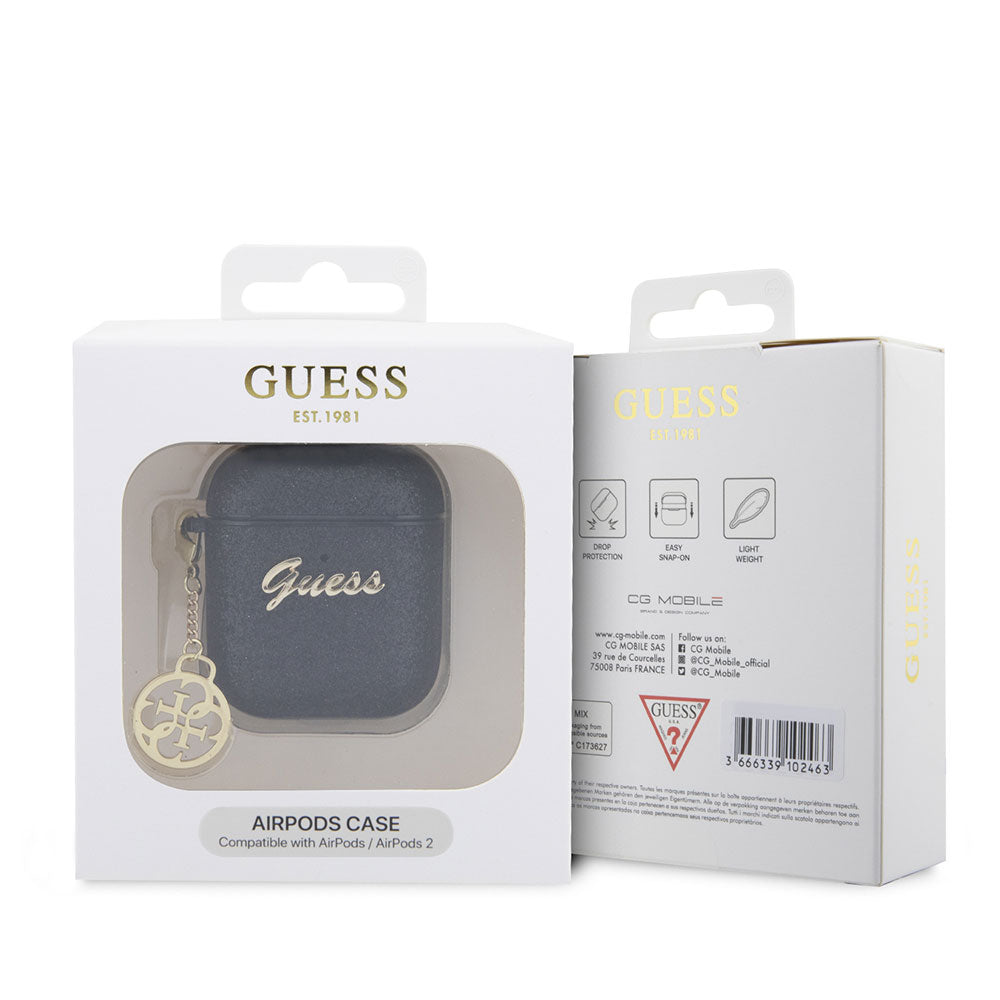 Apple Airpods Kılıf GUESS Glitter 4G Charm Kapak Gold