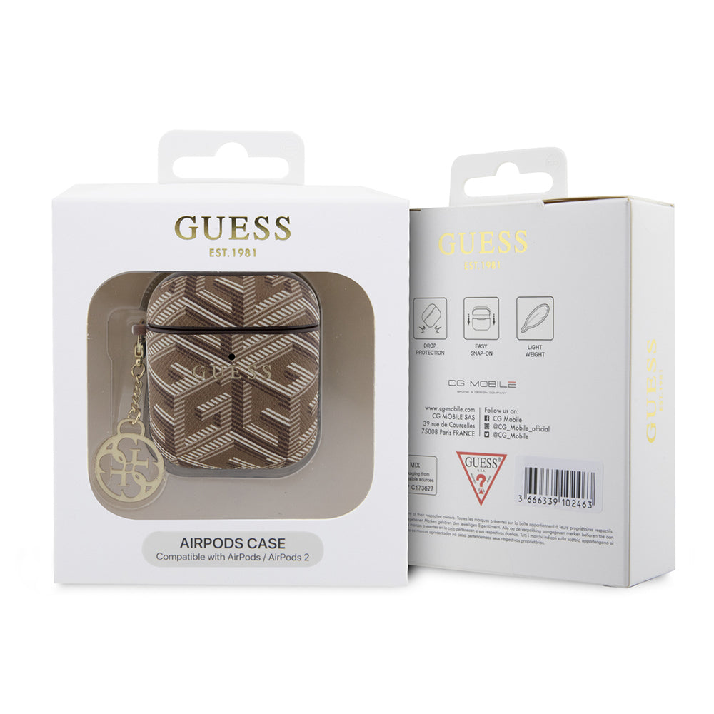 Apple Airpods Kılıf Guess Orjinal Lisanslı G Cube Desenli 4G Süs Zincirli Kapak Pembe