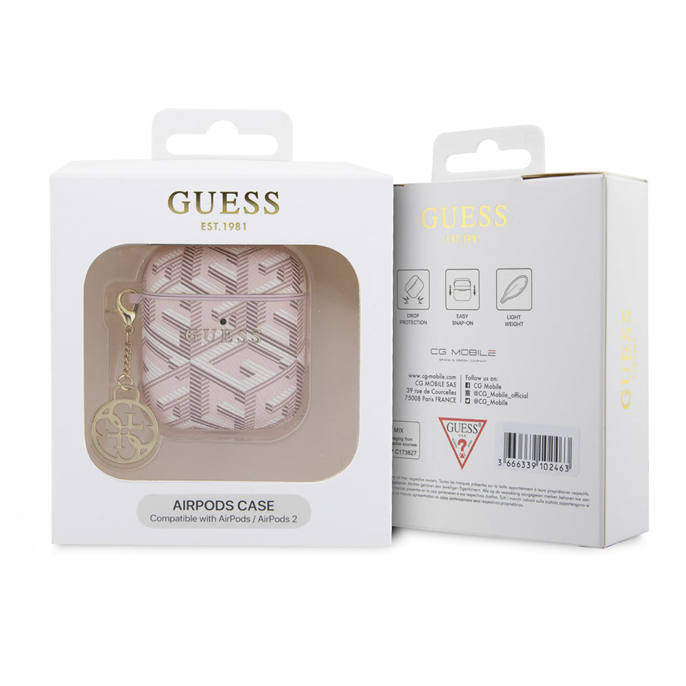 Apple Airpods Kılıf Guess Orjinal Lisanslı G Cube Desenli 4G Süs Zincirli Kapak Siyah