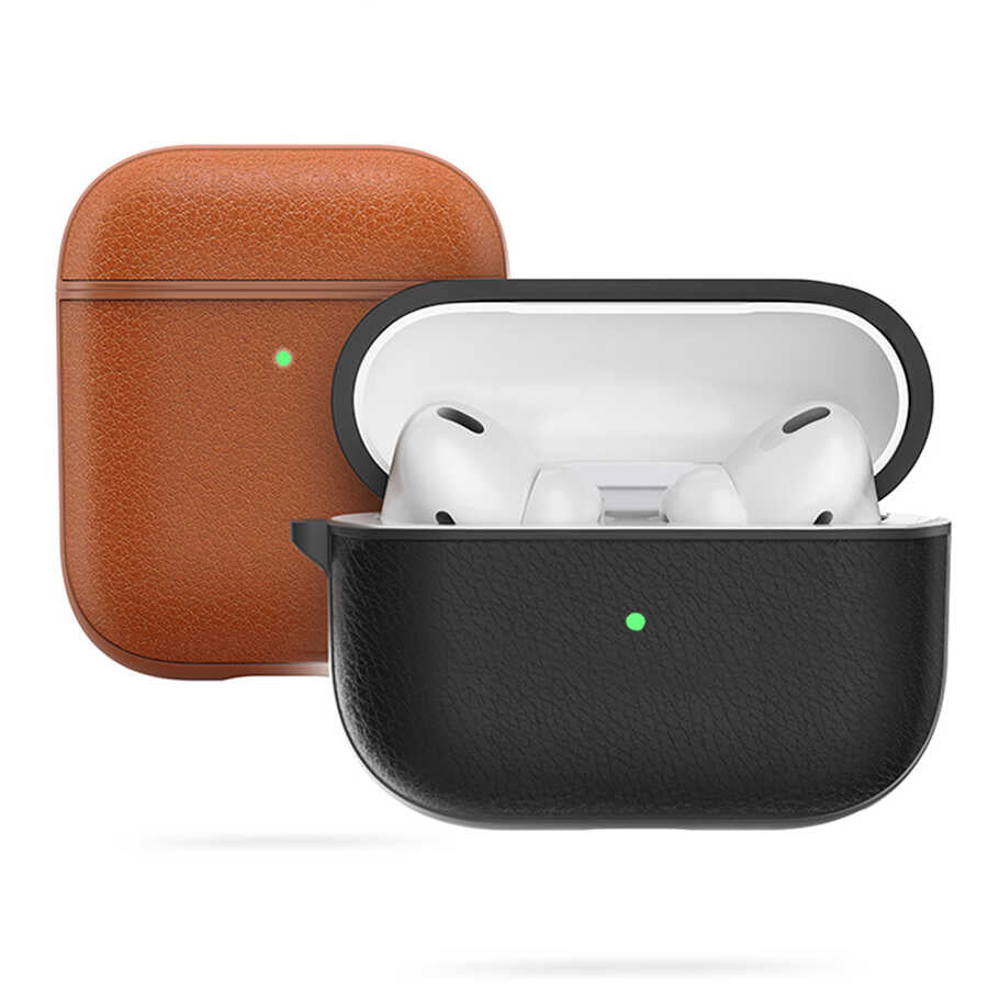 Apple Airpods Kılıf Wiwu Calfskin Kılıf Kahverengi