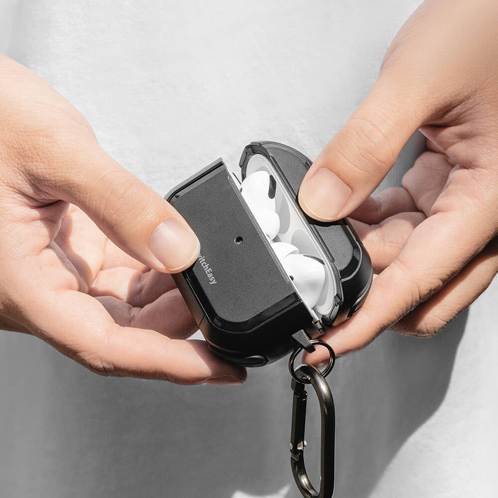Apple Airpods Pro 2 Kılıf Airbag Korumalı Ultra Sağlam Lisanslı Switcheasy Defender Kapak Siyah