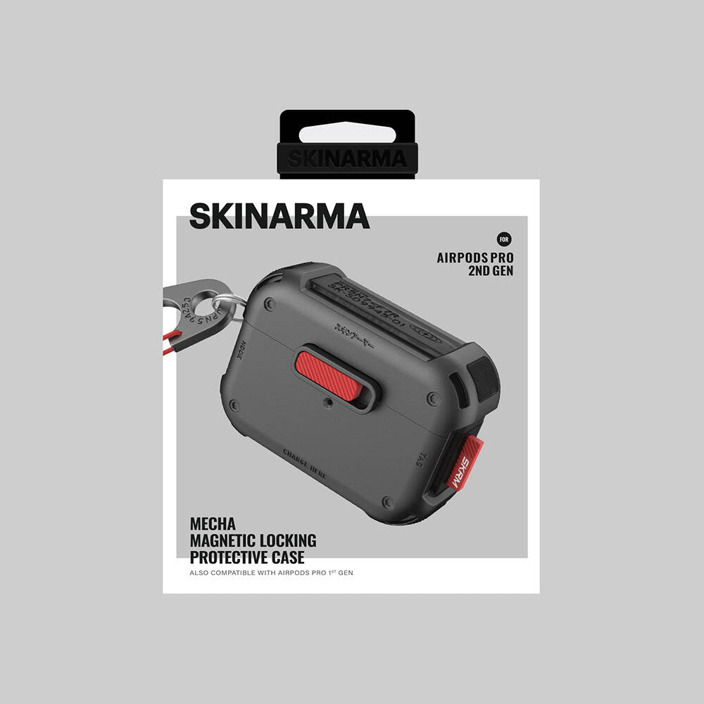 Apple AirPods Pro 2 Kılıf SkinArma Magnetik Kilitli Airbagli Tasarım Mecha Kılıf Transparan Beyaz