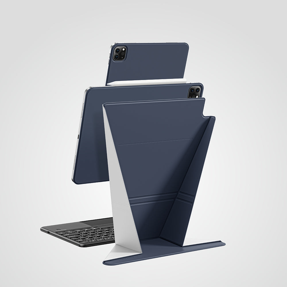 Apple iPad Air 11 2024 Amazingthing Matte Pro Mag Folio Katlanabilir Magnetik Standlı Kılıf Mavi