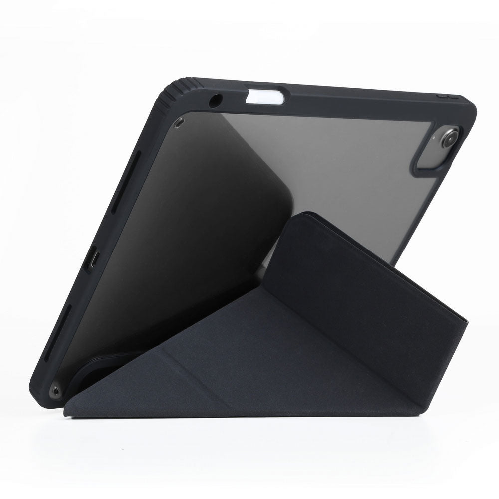 Apple iPad Air 11 2024 Kılıf SkinArma 360 Tam Koruma Airbagli Arkası Şeffaf Standlı Shingoki Kılıf Siyah