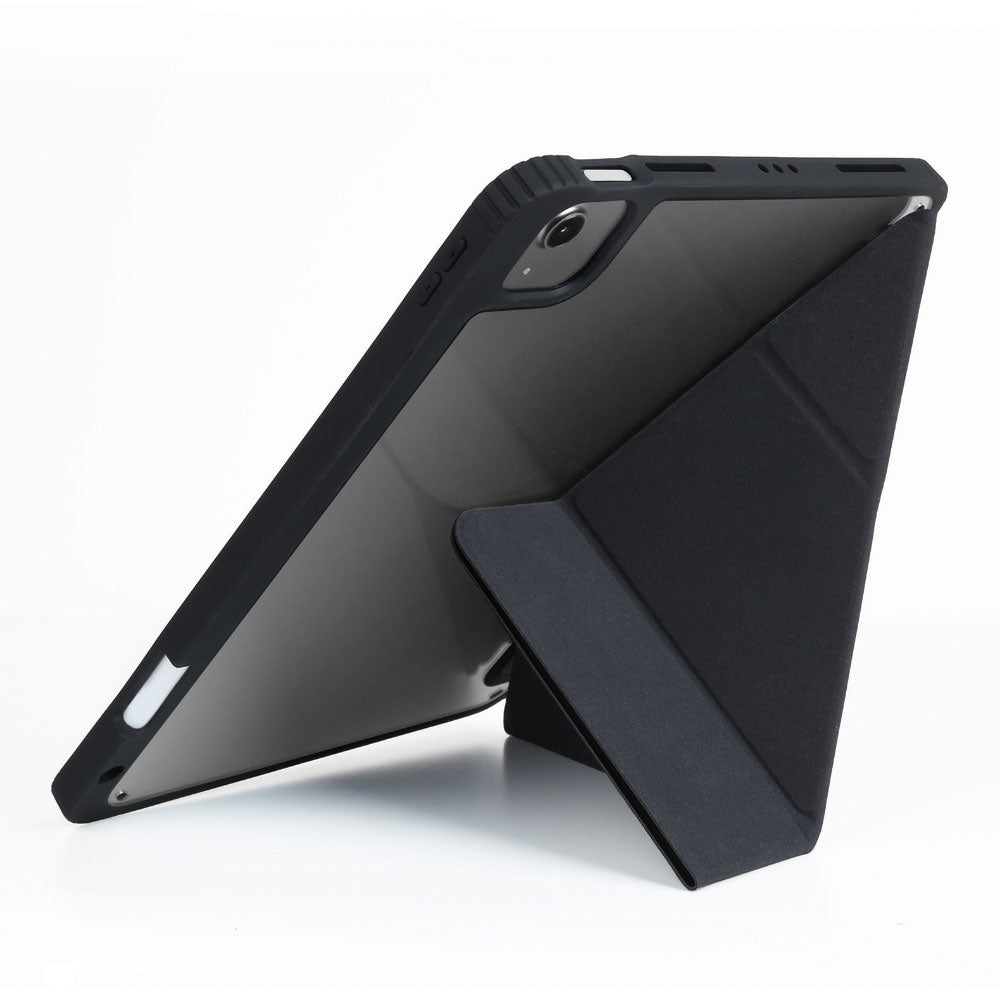 Apple iPad Air 11 2024 Kılıf SkinArma 360 Tam Koruma Airbagli Arkası Şeffaf Standlı Shingoki Kılıf Siyah