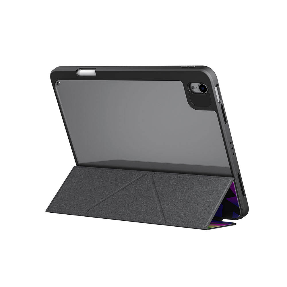 Apple iPad Air 11 2024 Kılıf SkinArma Holografik Tasarımlı Arkası Şeffaf Çıkarılabilir Magnetik Kira Kobai Kılıf Gümüş