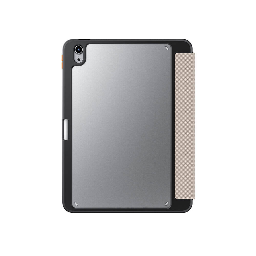 Apple iPad Air 11 2024 Kılıf SkinArma Kabartma Baskı Tasarımlı 360 Tam Koruma Arkası Şeffaf Standlı Gamma Kılıf Mavi Açık