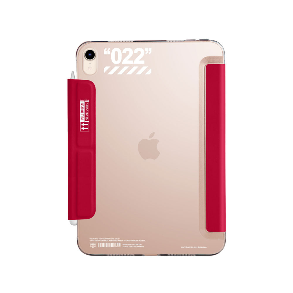 Apple iPad Air 11 2024 Kılıf SkinArma Kalemlikli Arkası Şeffaf Standlı Magnetik Taihi Sora Kılıf Kırmızı