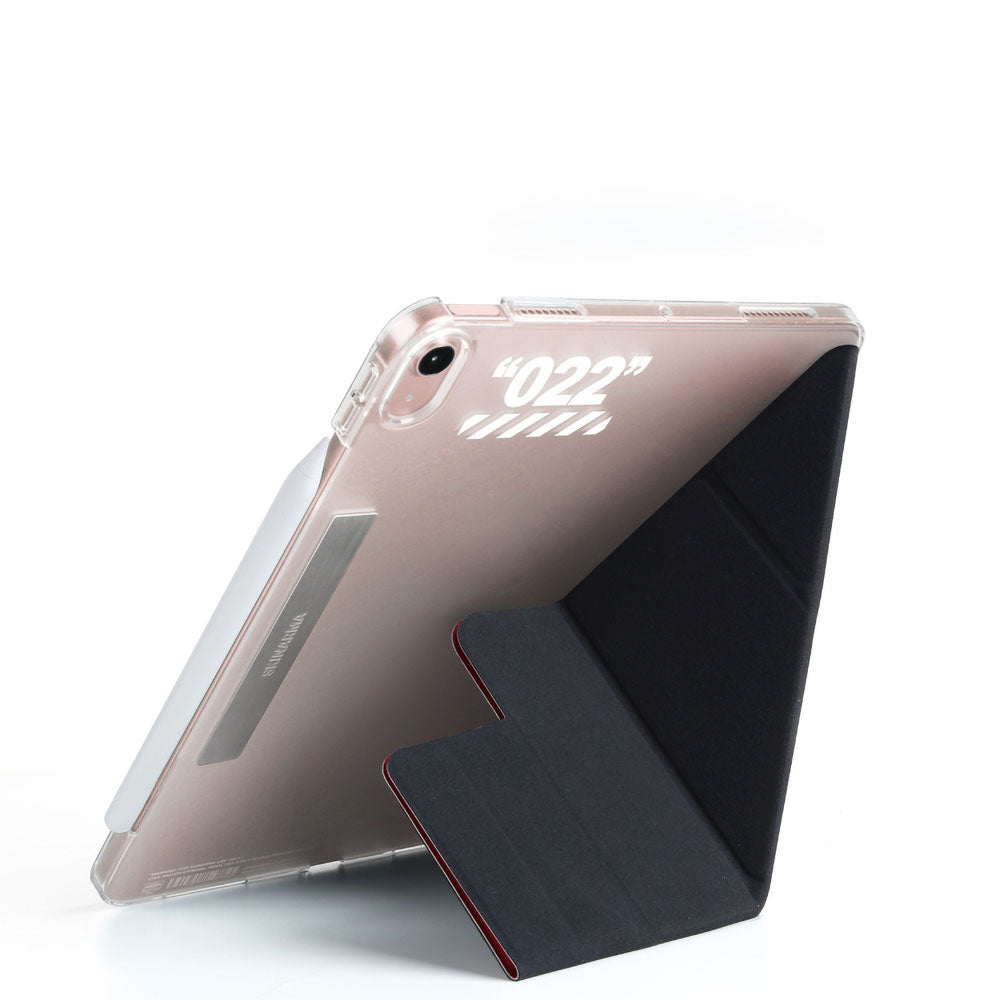 Apple iPad Air 11 2024 Kılıf SkinArma Kalemlikli Arkası Şeffaf Standlı Magnetik Taihi Sora Kılıf Kırmızı