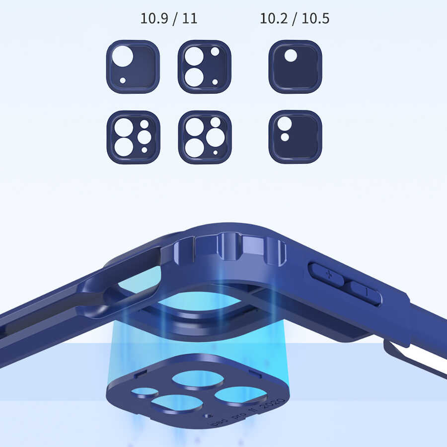 Apple iPad Air 11 2024 Wiwu Mecha Dönebilen Standlı Tablet Kılıfı Mavi