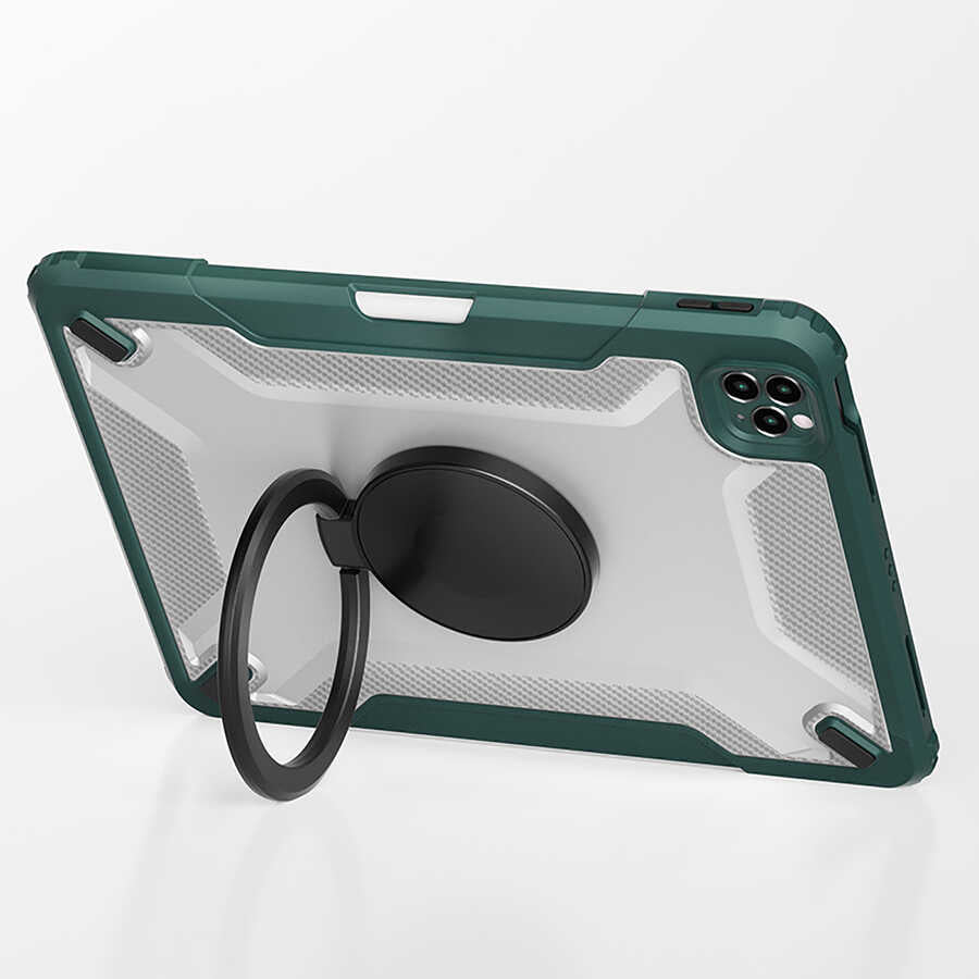Apple iPad Air 11 2024 Wiwu Mecha Dönebilen Standlı Tablet Kılıfı Mavi