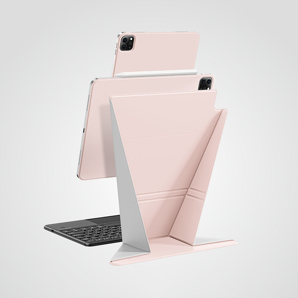 Apple iPad Air 11 2025 M3 Amazingthing Matte Pro Mag Folio Katlanabilir Magnetik Standlı Kılıf Pembe