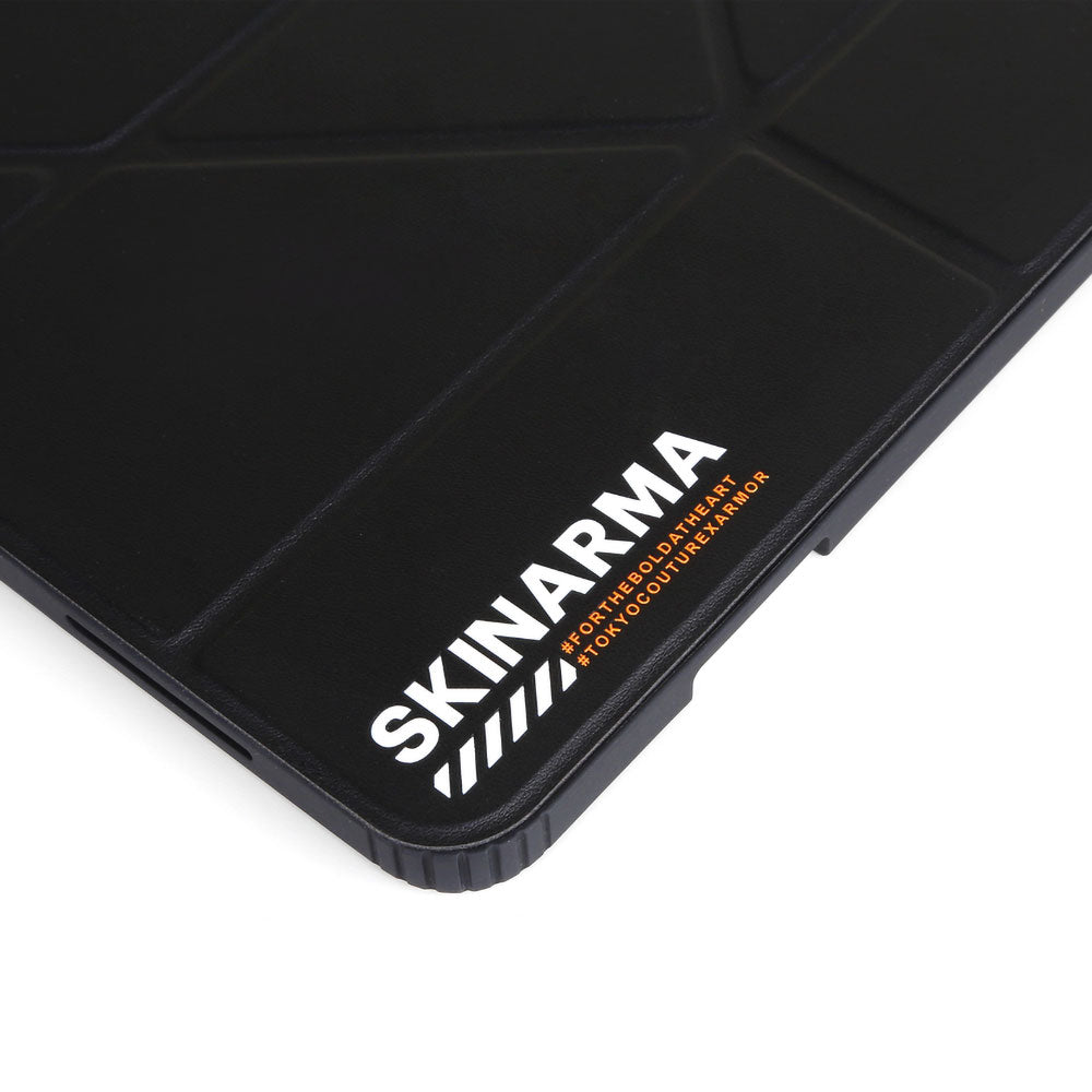 Apple iPad Air 11 2025 M3 Kılıf SkinArma 360 Tam Koruma Airbagli Arkası Şeffaf Standlı Shingoki Kılıf Siyah