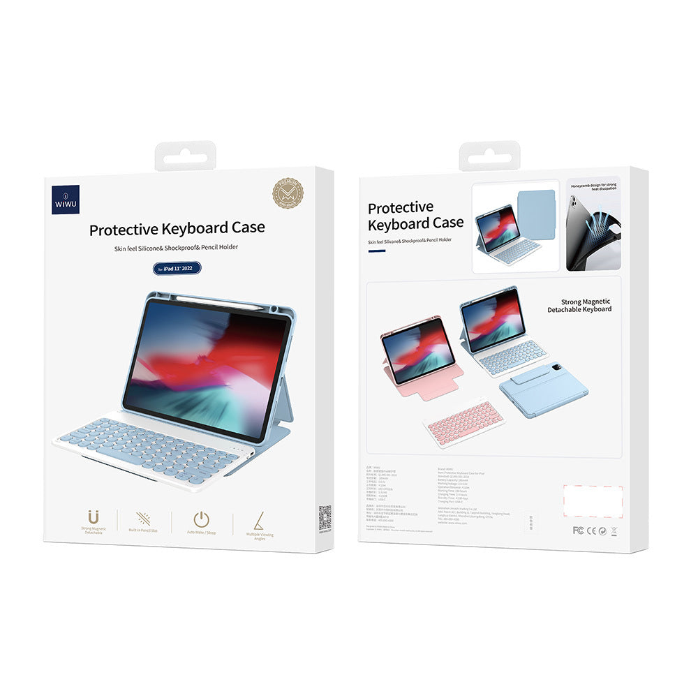 Apple iPad Air 11 2025 M3 Wiwu Protective Gizli Kalem Bölmeli Klavyeli Kılıf Mavi