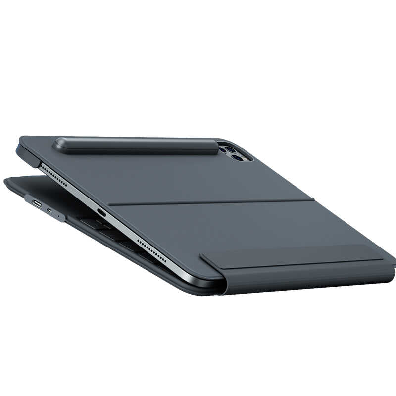 Apple iPad Pro 12.9 2022 M2 Benks KB02 Kablosuz Klavyeli Kılıf Gri