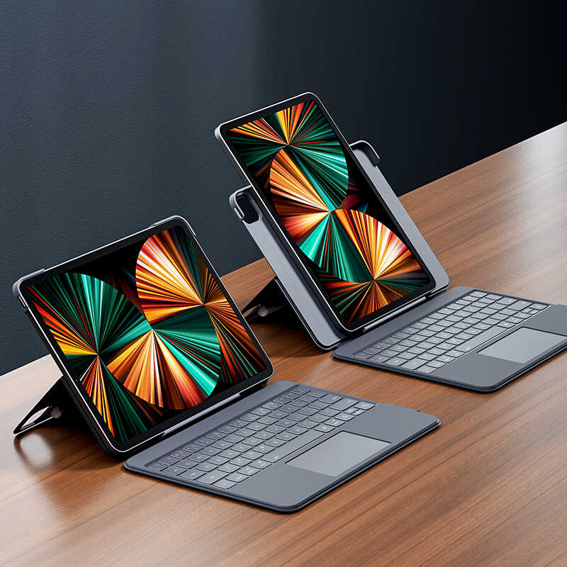 Apple iPad Pro 12.9 2022 M2 Benks KB02 Kablosuz Klavyeli Kılıf Gri