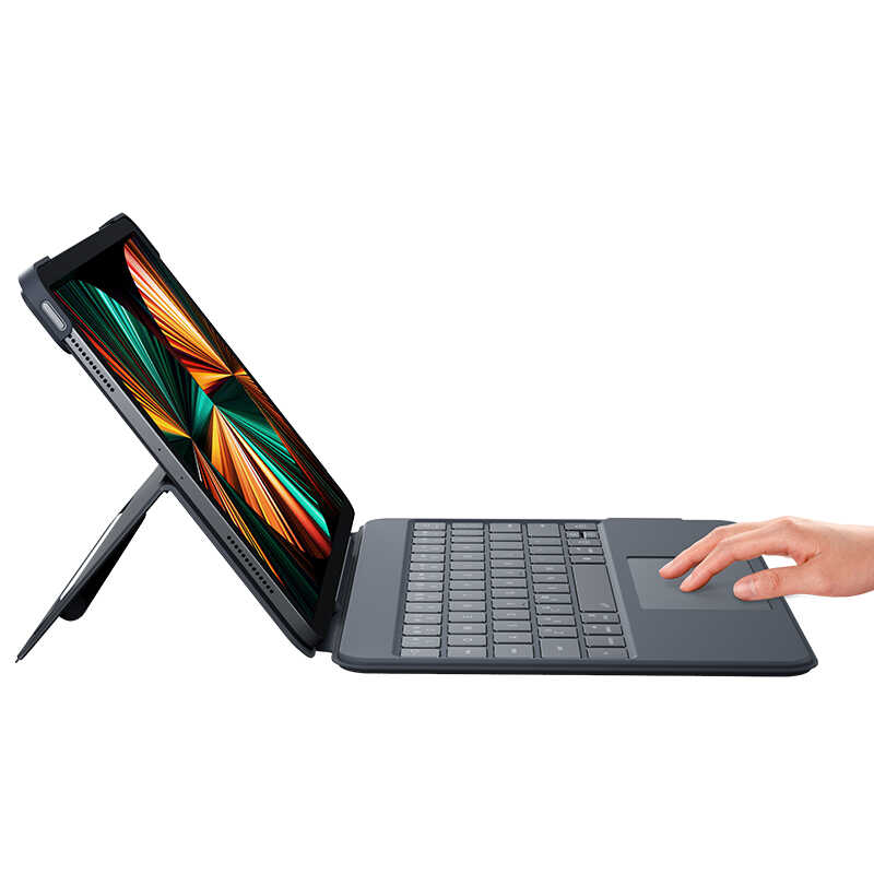 Apple iPad Pro 12.9 2022 M2 Benks KB02 Kablosuz Klavyeli Kılıf Gri