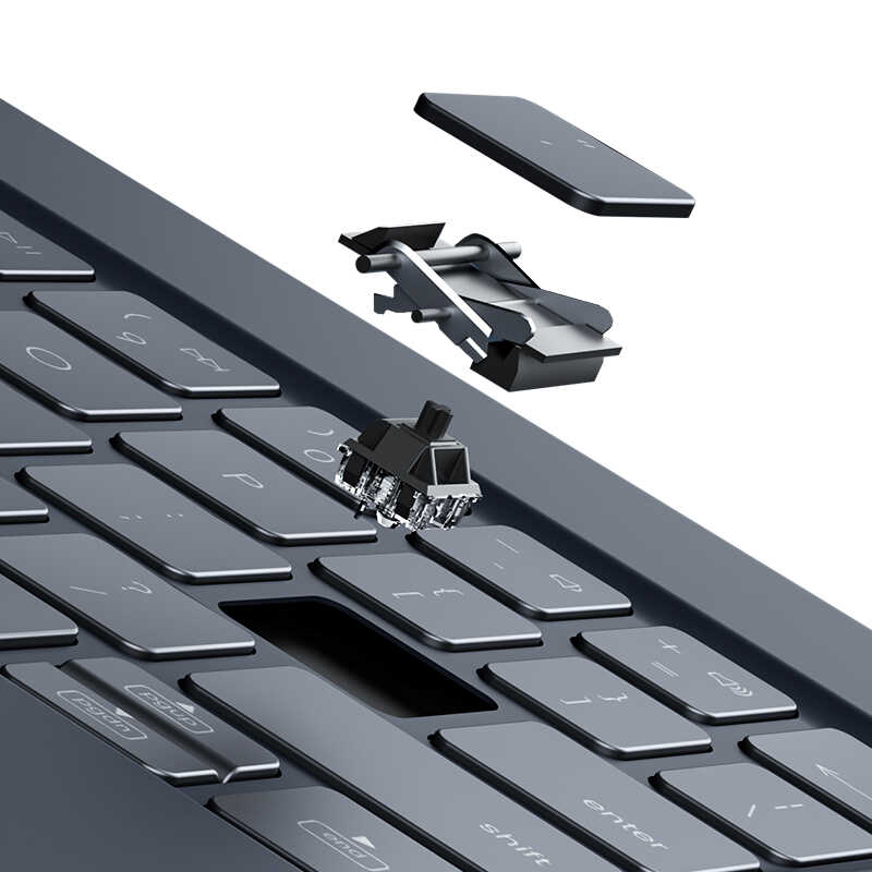 Apple iPad Pro 12.9 2022 M2 Benks KB02 Kablosuz Klavyeli Kılıf Gri