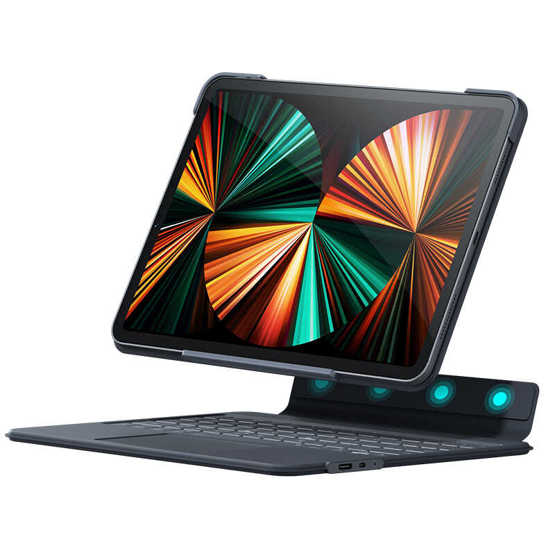 Apple iPad Pro 12.9 2022 M2 Benks KB02 Kablosuz Klavyeli Kılıf Gri