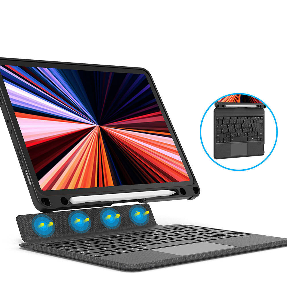 Apple iPad Pro 13 2024 Wiwu Mag Touch Klavyeli Standlı Kılıf Siyah