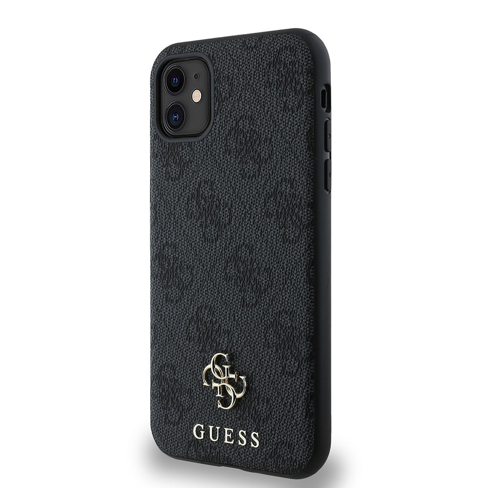 Apple iPhone 11 Kılıf Guess Orjinal Lisanslı M-safe Şarj Özellikli Small 4G Classic Kapak Siyah