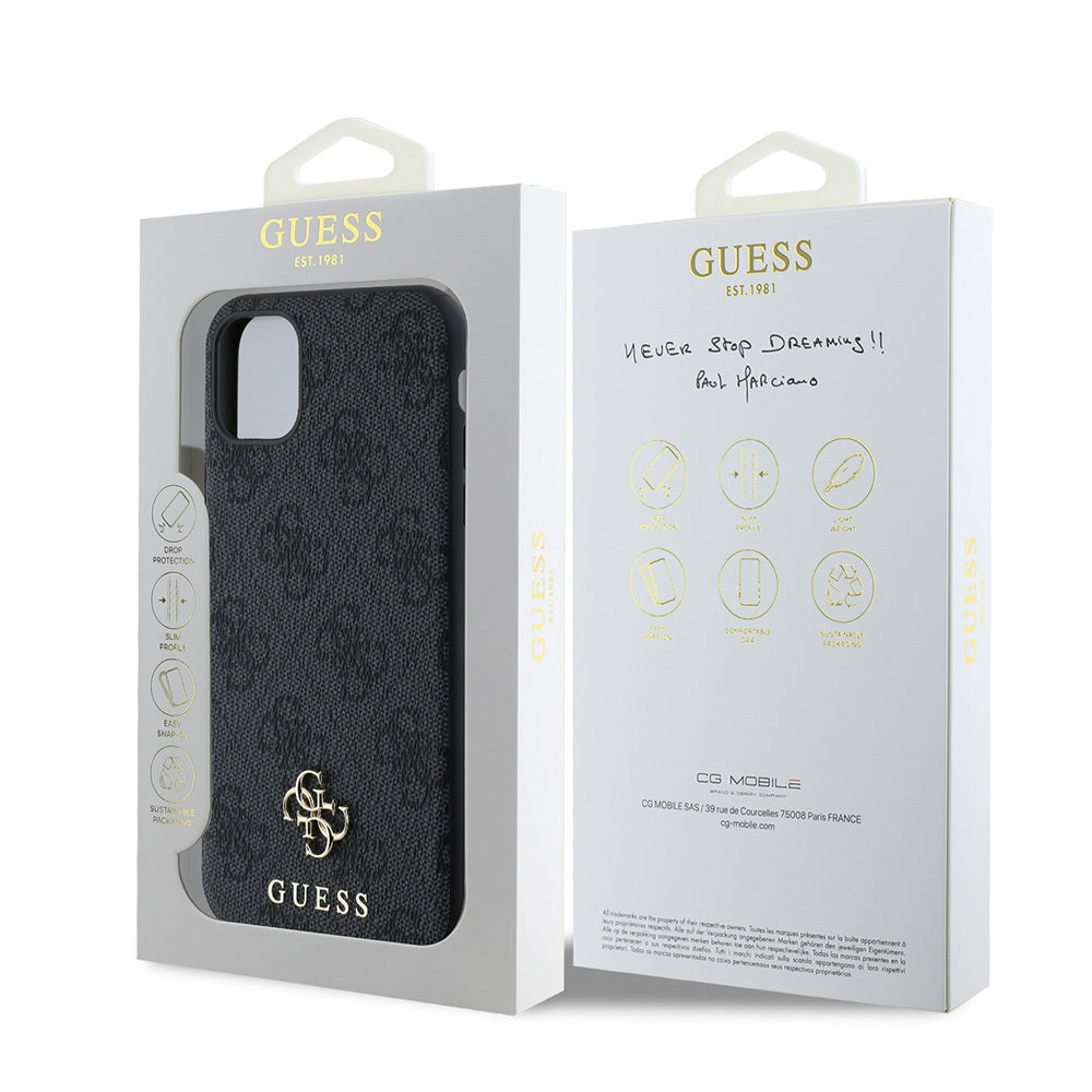 Apple iPhone 11 Kılıf Guess Orjinal Lisanslı M-safe Şarj Özellikli Small 4G Classic Kapak Siyah