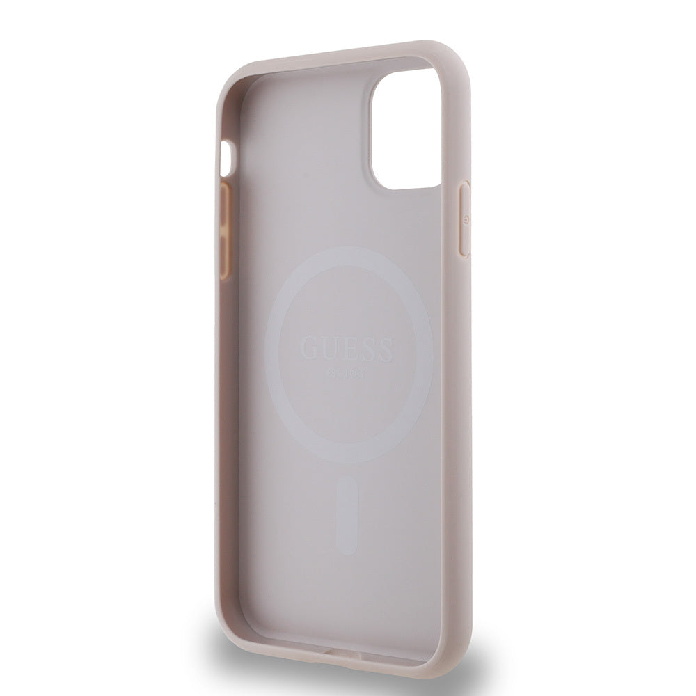 Apple iPhone 11 Kılıf Guess Orjinal Lisanslı M-safe Şarj Özellikli Small 4G Classic Kapak Siyah