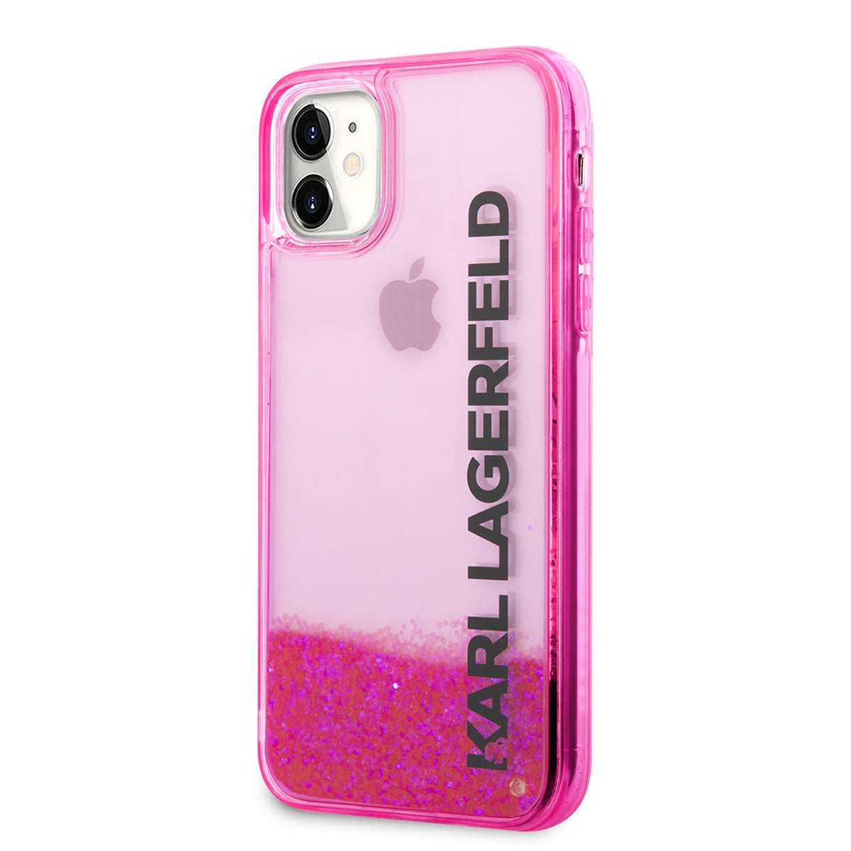 Apple iPhone 11 Kılıf Karl Lagerfeld Sıvılı Simli Elong Dizayn Kapak Pembe