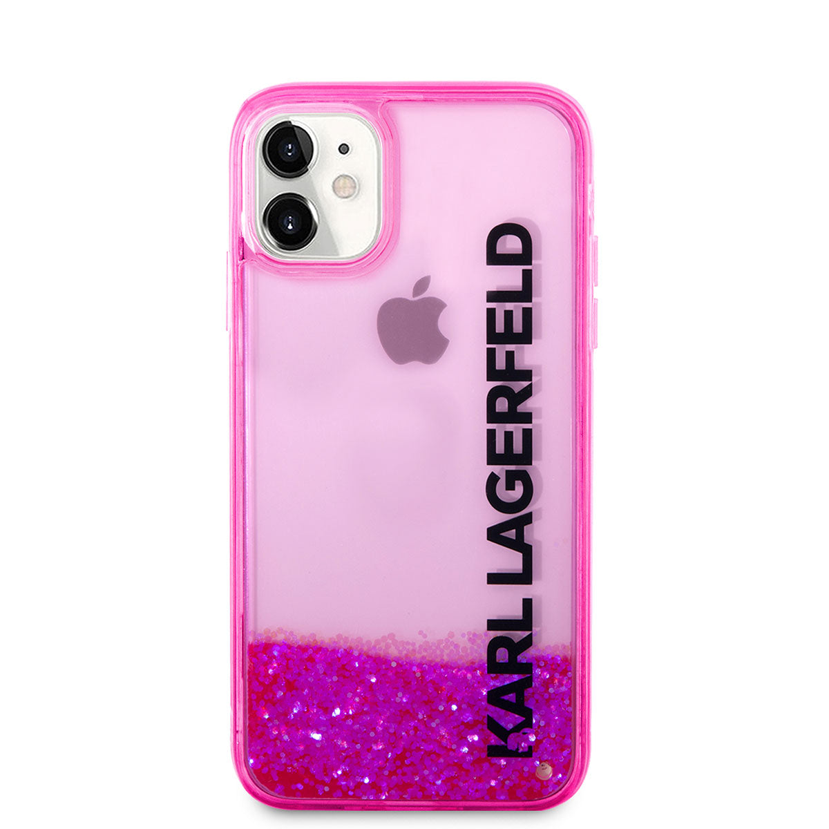 Apple iPhone 11 Kılıf Karl Lagerfeld Sıvılı Simli Elong Dizayn Kapak Pembe