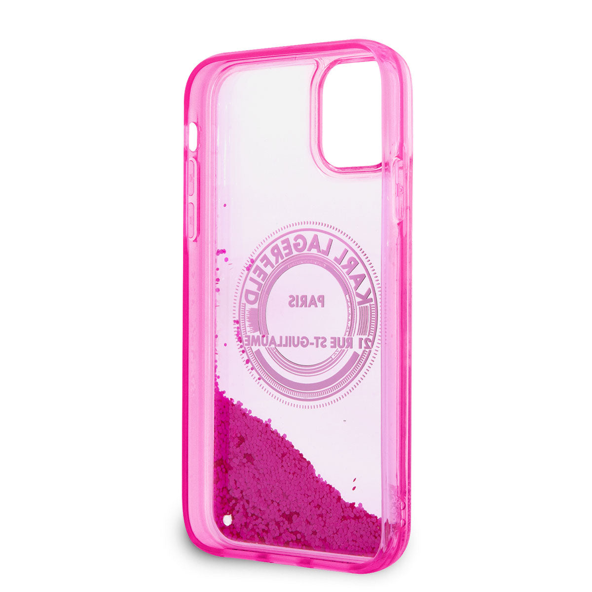 Apple iPhone 11 Kılıf Karl Lagerfeld Sıvılı Simli RSG Dizayn Kapak Pembe