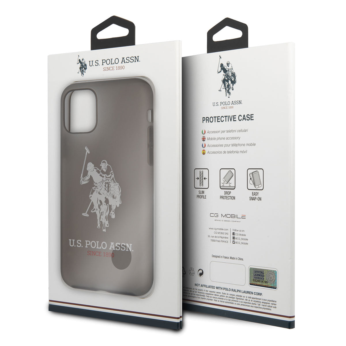 Apple iPhone 11 Kılıf U.S. POLO ASSN. Transparan Silikon Büyük Logo Dizayn Kapak Siyah