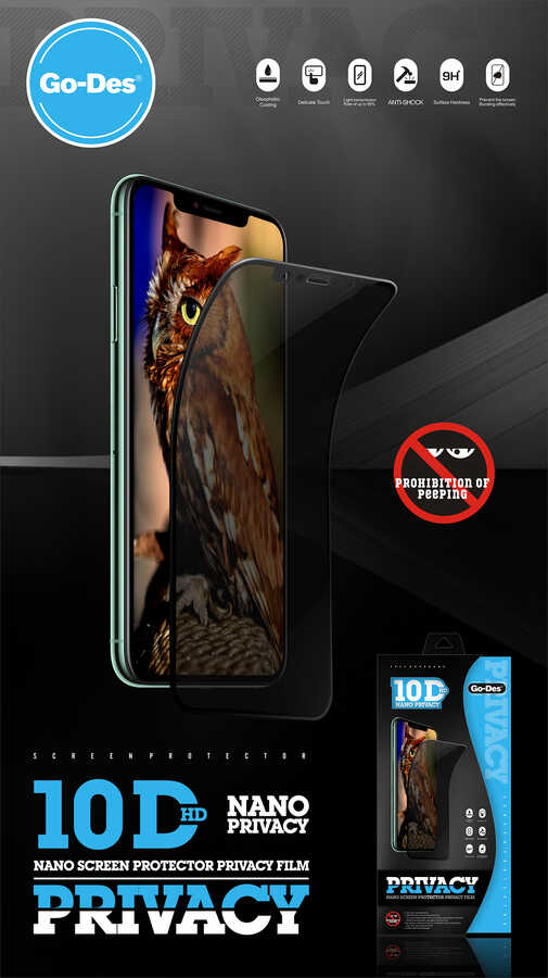 Apple iPhone 12 Mini Go Des Privacy Ekran Koruyucu Siyah