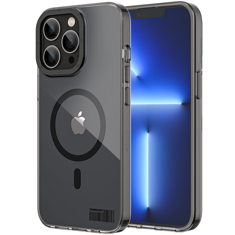 Apple iPhone 12 Pro Max Kılıf M-safe Şarj Özellikli Youngkit Coloured Glaze Serisi Kapak Siyah
