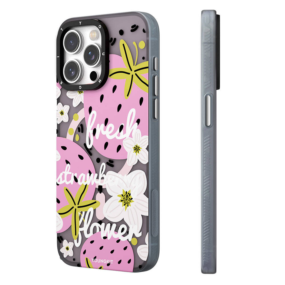 Apple iPhone 13 Kılıf M-safe Şarj Özellikli Yaz Meyvesi Desenli Youngkit Fruity Flavour Serisi Kapak Pembe