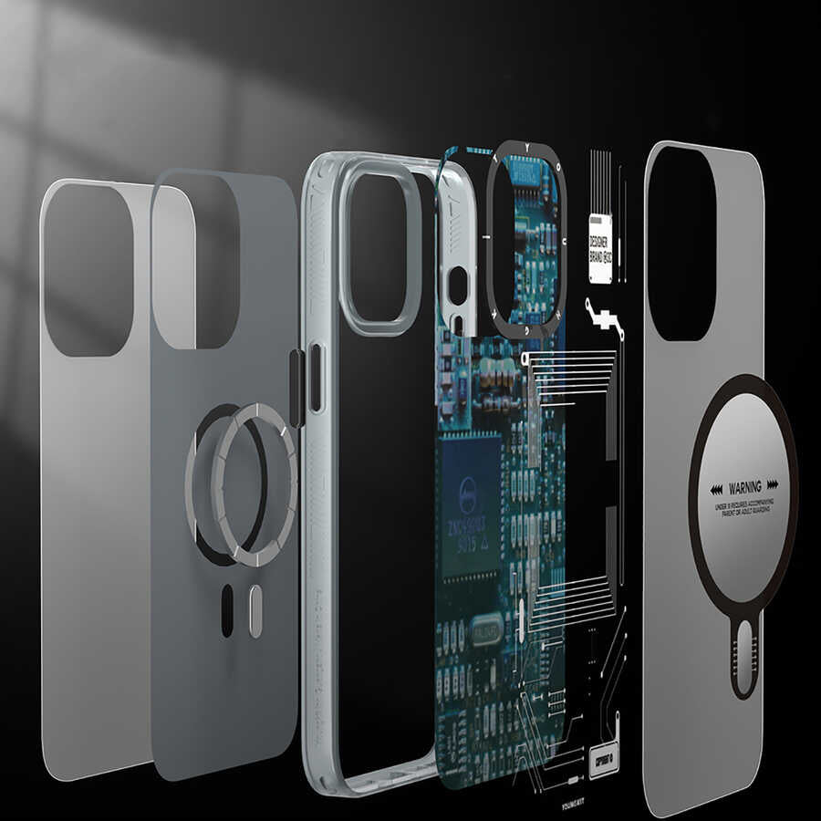 Apple iPhone 13 Kılıf M-safe Şarj Özellikli YoungKit Technology Serisi Kapak Beyaz