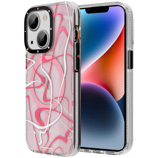 Apple iPhone 13 Kılıf M-safe Şarj Özellikli Youngkit Water-Ink Serisi Kapak Siyah