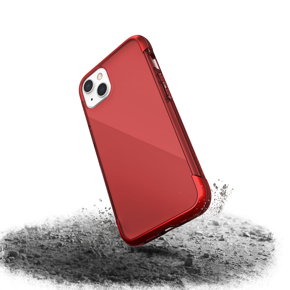 Apple iPhone 13 Kılıf Raptic Air Serisi Airbag Tasarımlı Metal Köşelikli Şeffaf Kapak Kırmızı