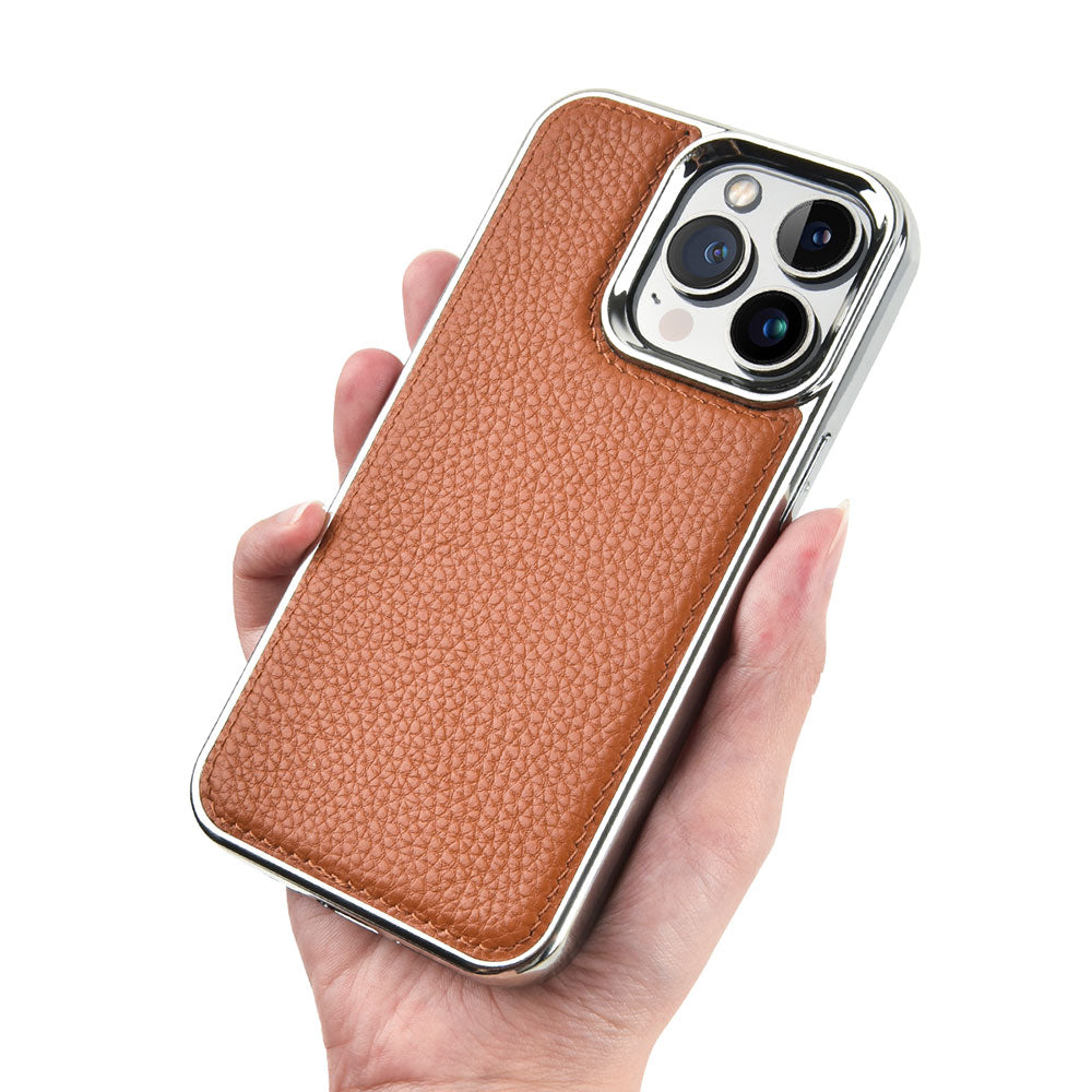 Apple iPhone 13 Mini Kılıf Wiwu Genuine Leather Silver Calfskin Orjinal Deri Kapak Mavi