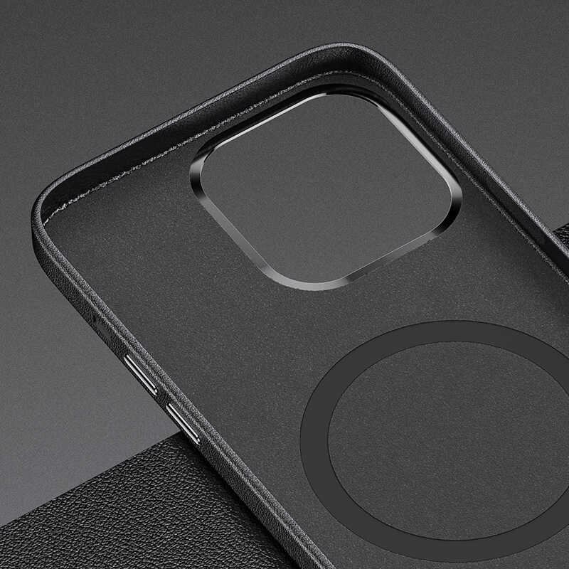 Apple iPhone 13 Pro Kılıf Benks Magnetic Hakiki Deri Kılıf Siyah