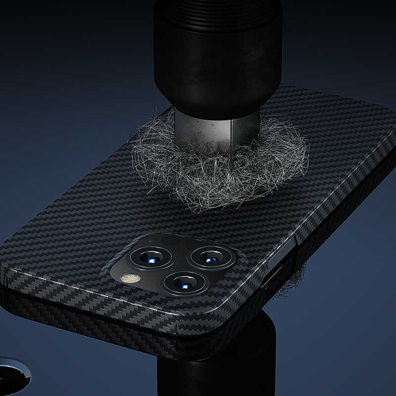 Apple iPhone 13 Pro Kılıf M-safe Özellikli Karbon Fiber Benks Essential Kevlar Kapak Siyah