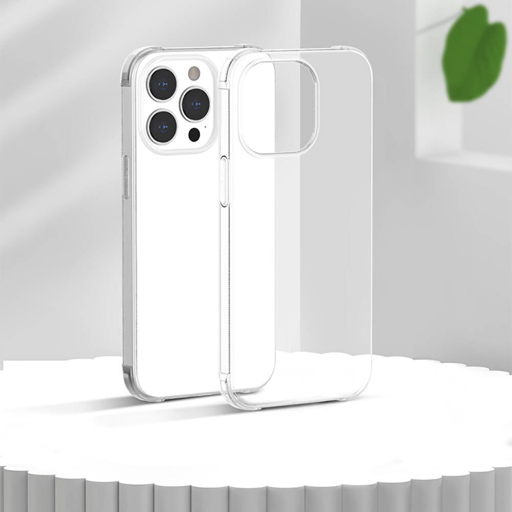 Apple iPhone 13 Pro Max Kılıf Airbagli Şeffaf Darbe Emici Silikon Tasarımlı Recci Clarity Serisi Kapak Şeffaf