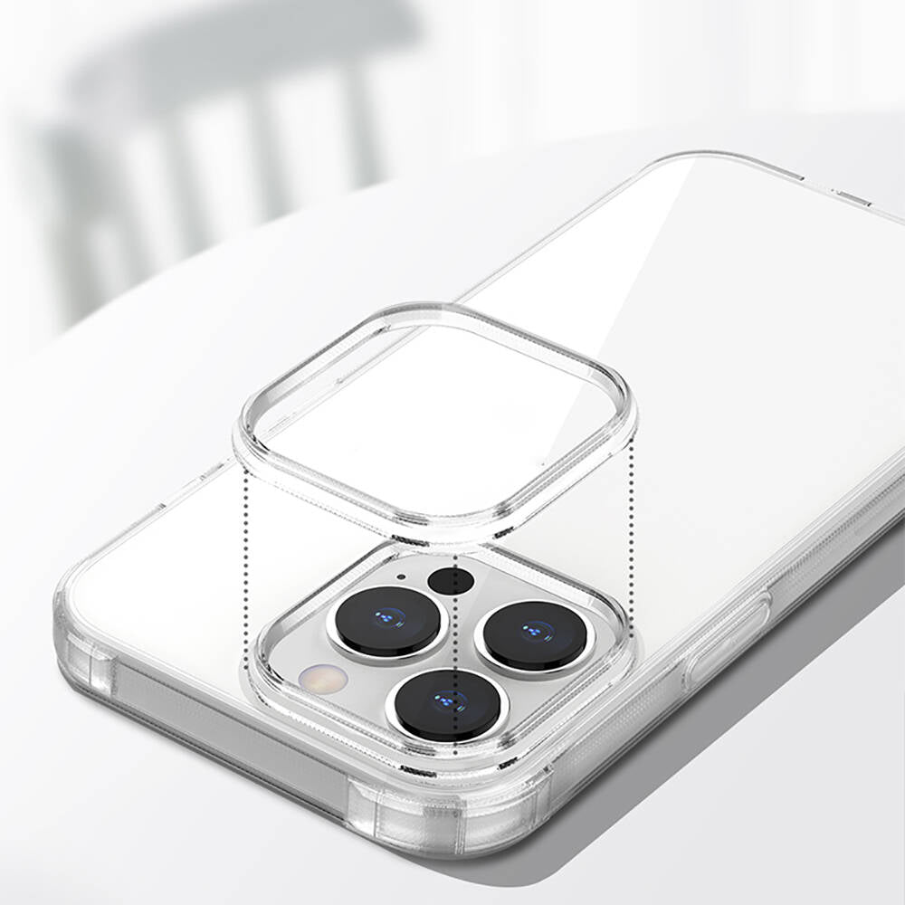 Apple iPhone 13 Pro Max Kılıf Airbagli Şeffaf Darbe Emici Silikon Tasarımlı Recci Clarity Serisi Kapak Şeffaf
