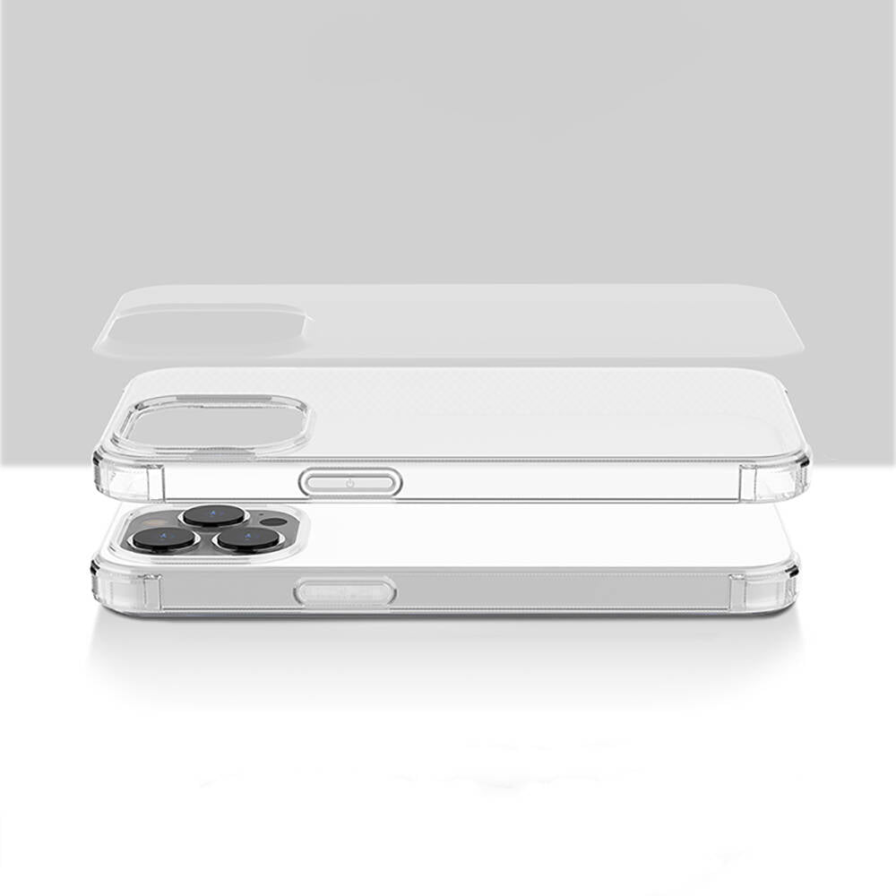 Apple iPhone 13 Pro Max Kılıf Airbagli Şeffaf Darbe Emici Silikon Tasarımlı Recci Clarity Serisi Kapak Şeffaf