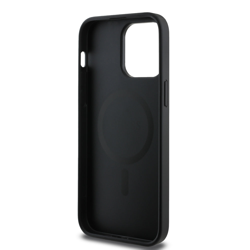 Apple iPhone 13 Pro Max Kılıf Guess Orjinal Lisanslı M-safe Şarj Özellikli Small 4G Classic Kapak Kahverengi