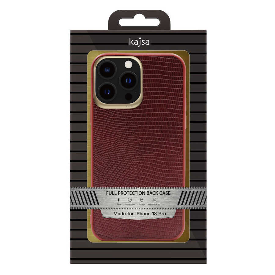 Apple iPhone 13 Pro Max Kılıf Kajsa Preppie Collection Pu Deri Kapak Kırmızı